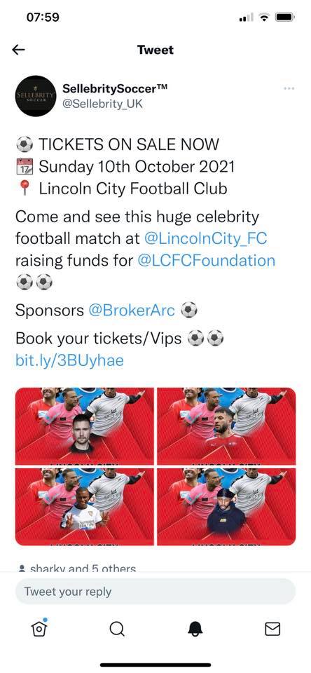 Come Down and Watch Lincoln City FC V the Celebrity Team – sponsored by ARC Broker Services Ltd